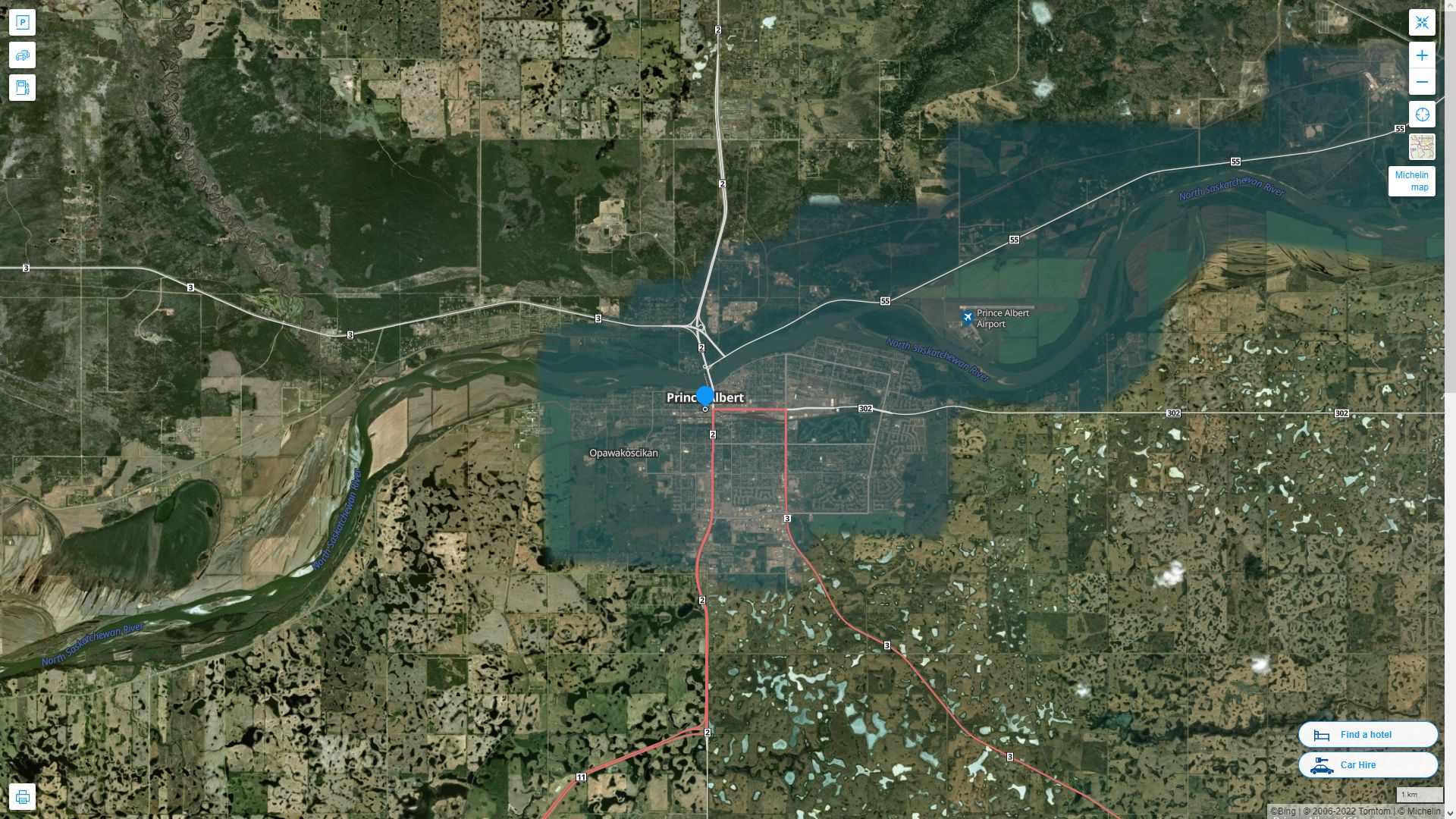 Prince Albert Highway and Road Map with Satellite View